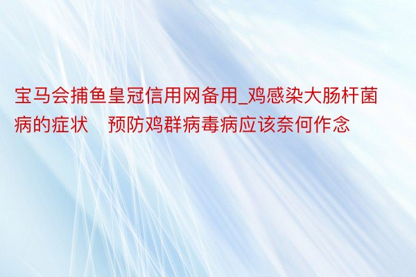宝马会捕鱼皇冠信用网备用_鸡感染大肠杆菌病的症状   预防鸡群病毒病应该奈何作念