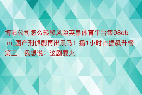 博彩公司怎么转移风险英皇体育平台集98db in_国产刑侦剧再出黑马！播1小时占据飙升榜第三，我想说：这剧要火